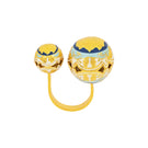 Álvaro Ávila Guardian Statement Ring Double U in blue with intricate design, showcasing a bold statement jewelry piece.