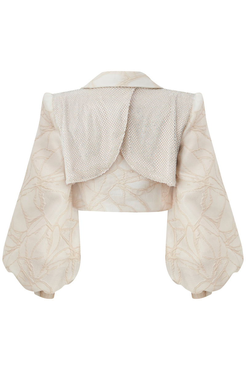 CREAM PUFF SLEEVED ARMOR CROP JACKET - CULT MIA