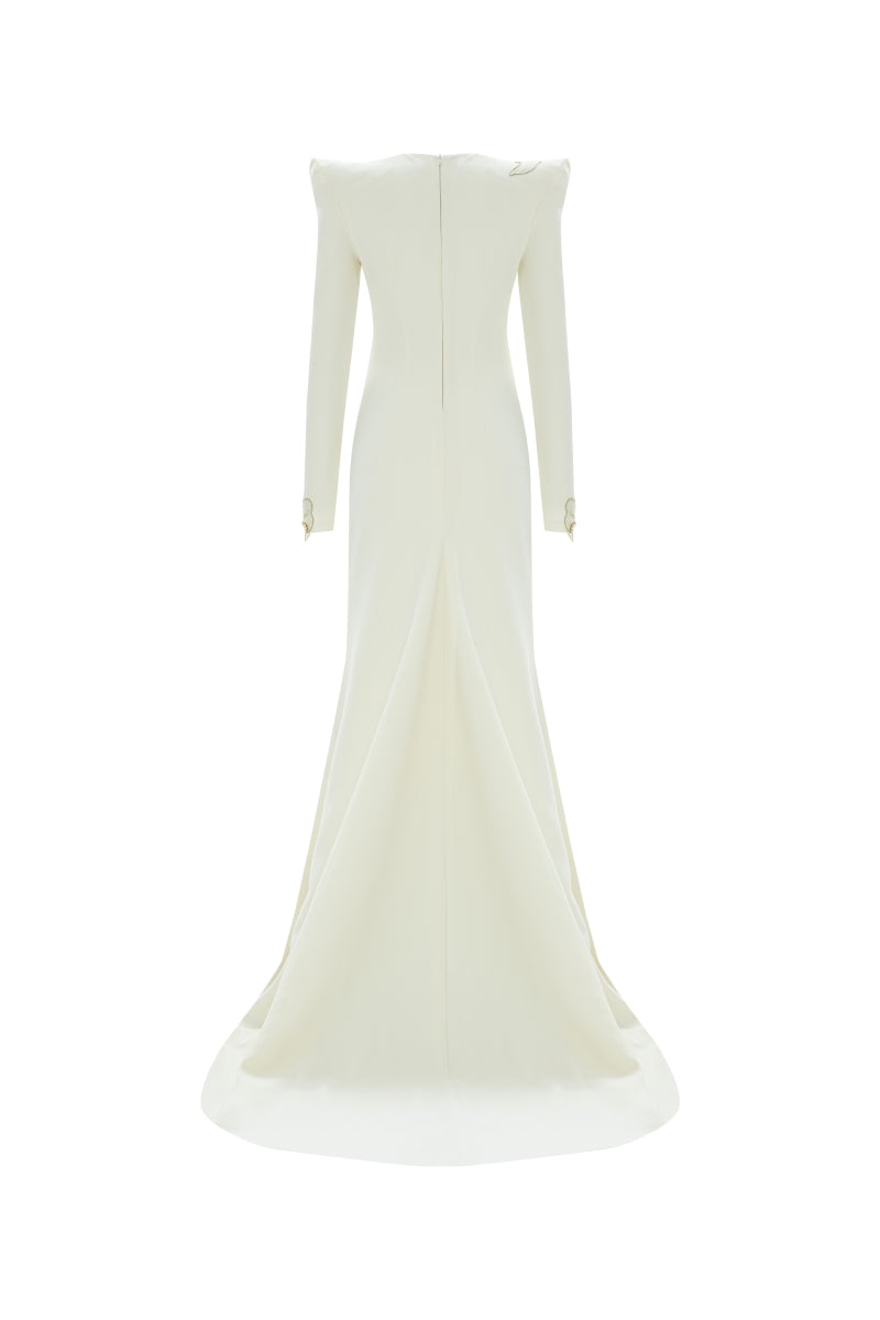 EMBROIDERED FLOWER DETAIL MAXI DRESS IN ECRU - CULT MIA