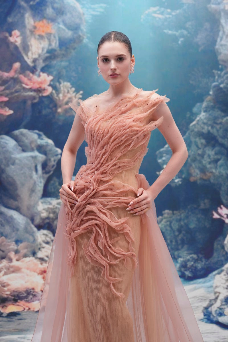 SEDNA TULLE AND ORGANZA DRESS IN LIGHT PINK