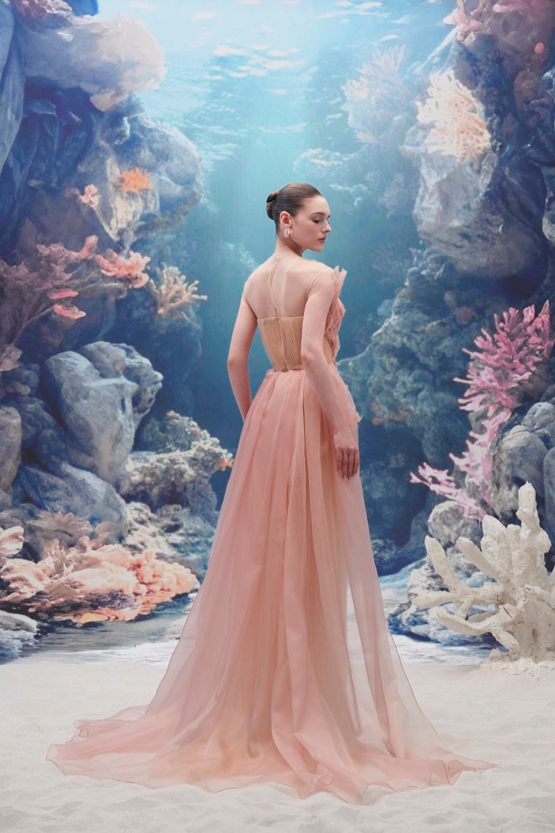 SEDNA TULLE AND ORGANZA DRESS IN LIGHT PINK