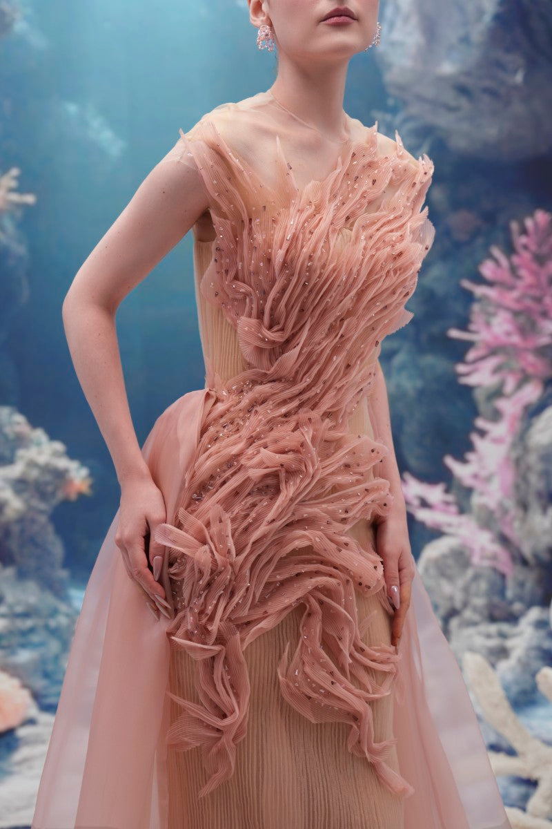 SEDNA TULLE AND ORGANZA DRESS IN LIGHT PINK