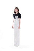 Ivory Bianca contrast sequin gown by HACCHIC COUTURE featuring elegant design and intricate sequin detailing.