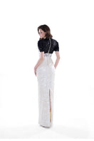 Ivory Bianca contrast sequin gown by HACCHIC COUTURE featuring elegant design and shimmering sequins.