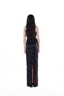 Hacchic Couture silver and black Stella contrast sequin gown, elegant evening dress with shimmering embellishments and fitted silhouette.