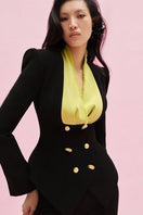 Jenny K Tran Hailsham blazer jacket in tailored design, shown in a sleek, professional style on a model.