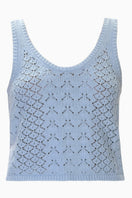 Rebecca Taylor Hannah Pointelle Tank top in seafoam green, featuring a lightweight, textured fabric and sleeveless design.