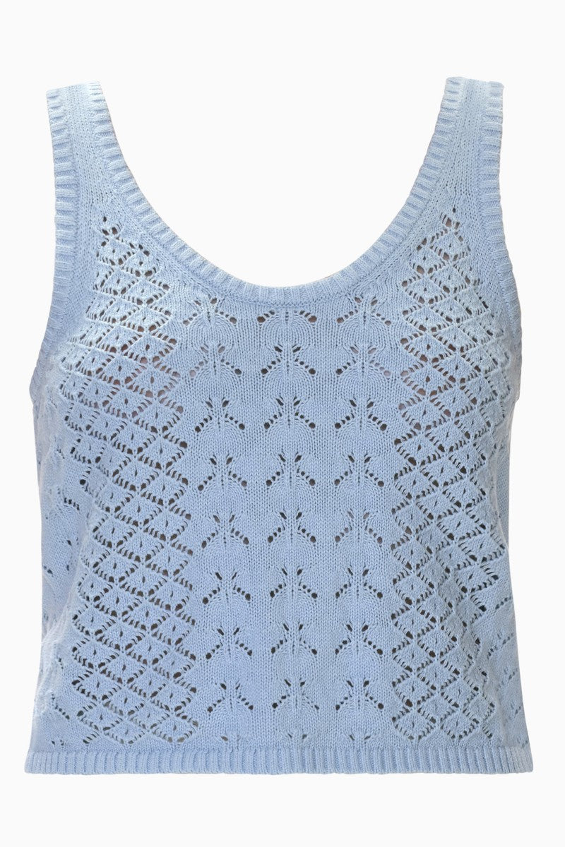 Rebecca Taylor Hannah Pointelle Tank top in seafoam green, featuring a lightweight, textured fabric and sleeveless design.