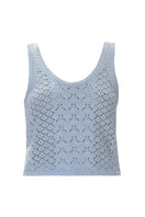 Seafoam Rebecca Taylor Hannah Pointelle Tank top with delicate knit pattern and sleeveless design, perfect for casual or layered outfits.