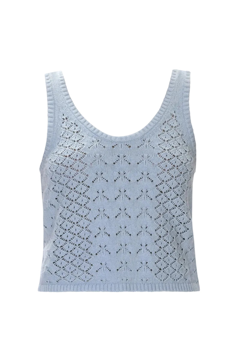 Seafoam Rebecca Taylor Hannah Pointelle Tank top with delicate knit pattern and sleeveless design, perfect for casual or layered outfits.