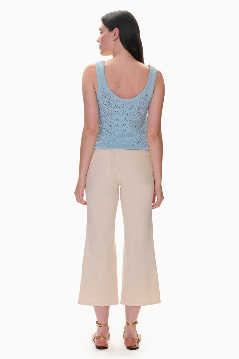Rebecca Taylor Hannah Pointelle Tank top in seafoam with delicate knit details, sleeveless design, and relaxed fit.