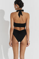 Seaquelle Haven bikini bottom in Pearl Black, showcasing a stylish, comfortable swimwear design with a sleek black finish.