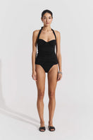 Seaquelle Haven bikini top and bottom in Pearl Black, featuring a sleek, stylish swimsuit set with a modern design.