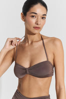 Seaquelle Heliotop and Haven bikini set in Nougat, featuring a stylish top and matching bottoms with a sleek, modern design.