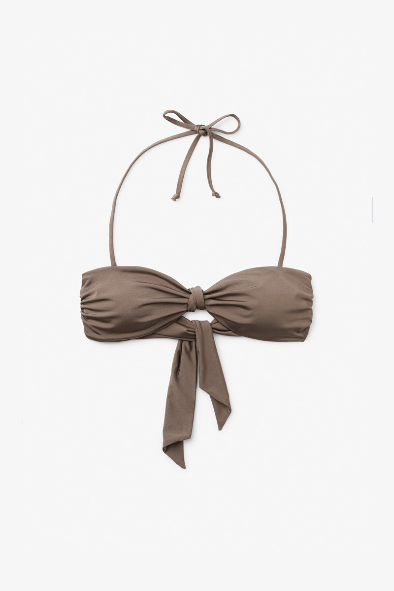 Seaquelle Helio bikini top and Haven bikini bottom in nougat, featuring soft fabric and stylish design for beachwear.