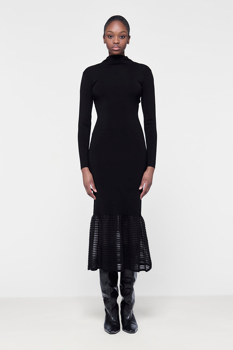 RIBBED PEPLUM KNIT DRESS