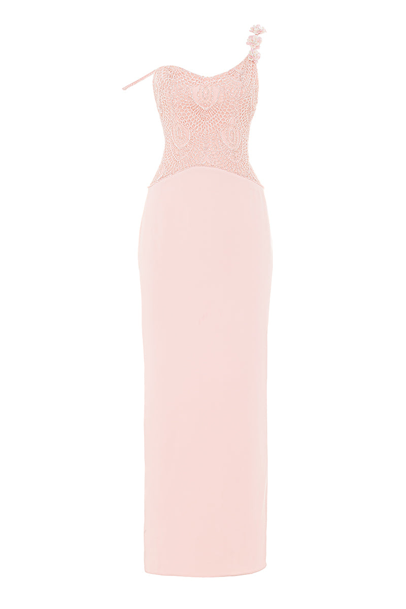 EMBELLISHED FRENCH LACE CREPE GOWN - CULT MIA