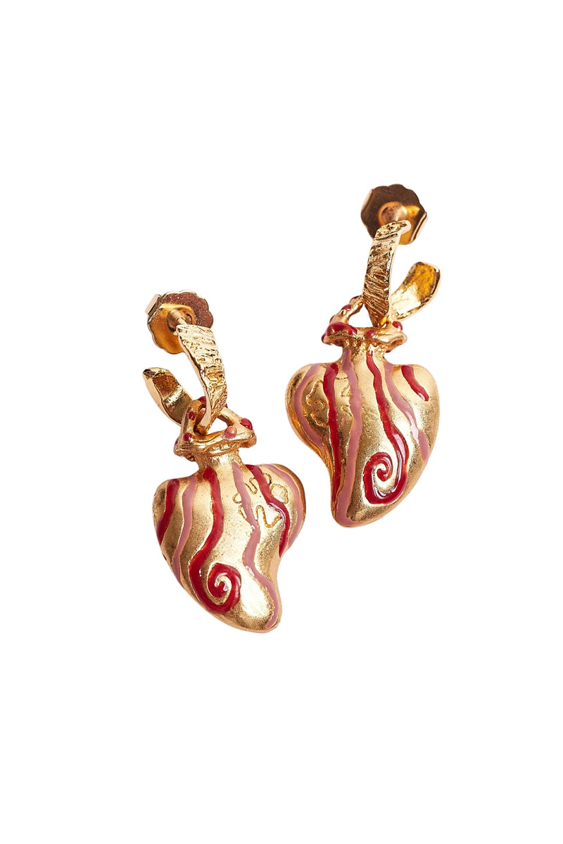 Sara & Flora terracotta perfumero hoops earrings with a stylish, natural clay finish, showcasing round, lightweight jewelry design.
