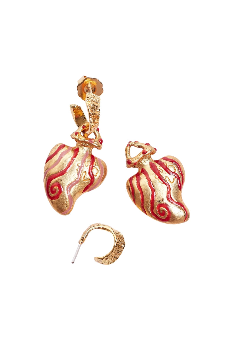Sara & Flora terracotta perfumero hoops earrings with a warm, earthy finish, showcasing stylish hoop jewelry design.