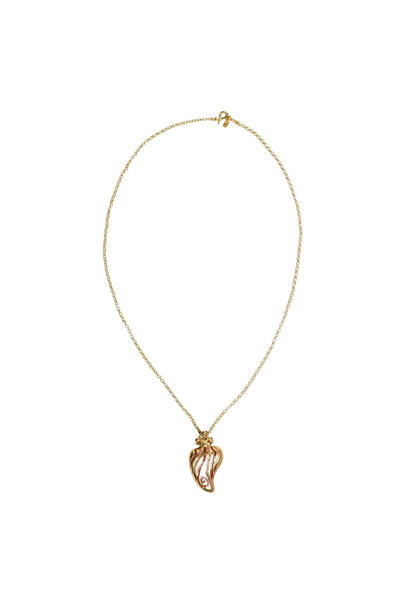 Sara & Flora terracotta midi perfume pendant necklace with a smooth, rounded design and a delicate chain.