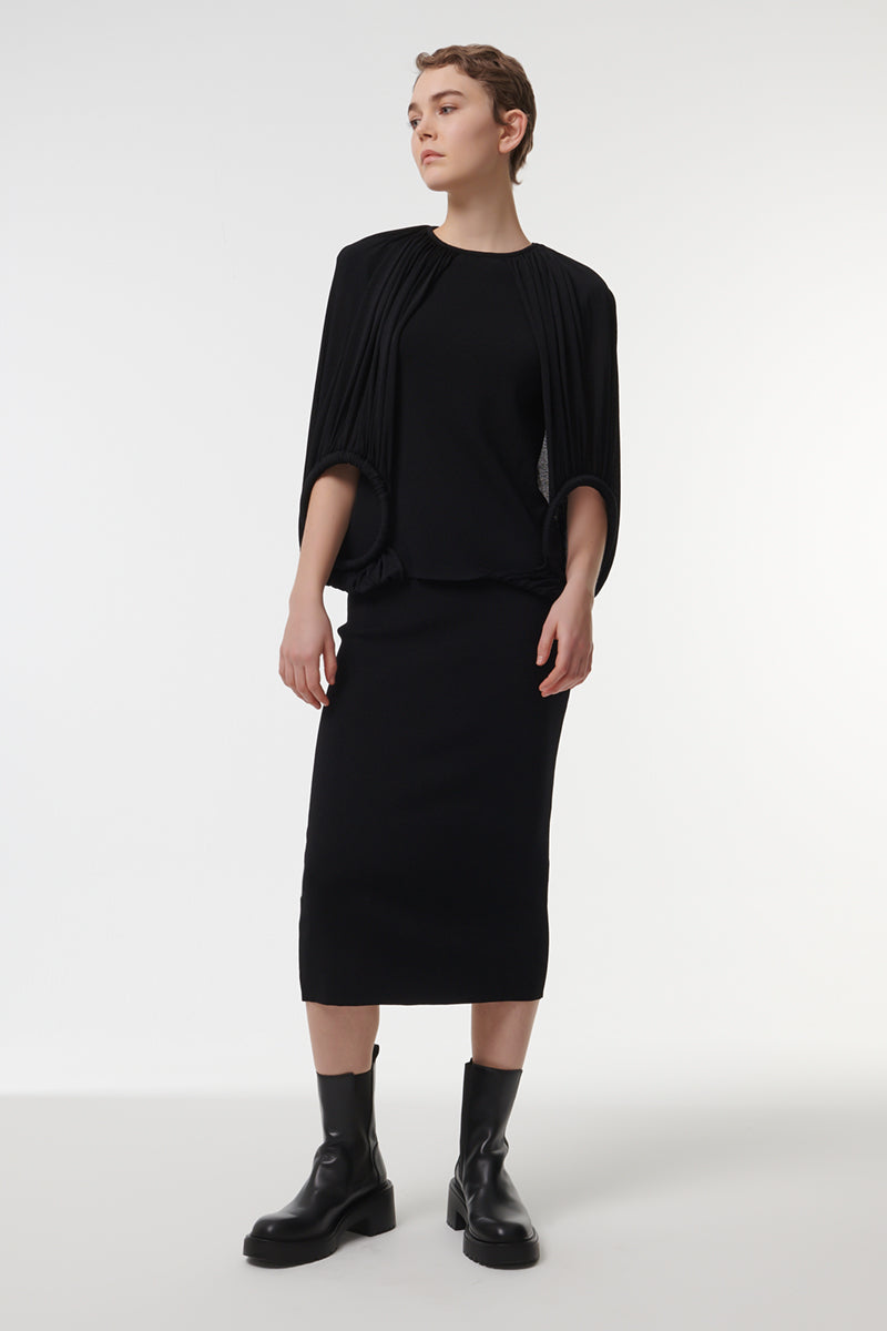 KNITTED PENCIL SKIRT IN BLACK - CULT MIA