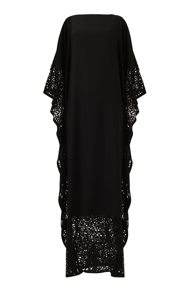 LASET-CUT KAFTAN IN BLACK - CULT MIA