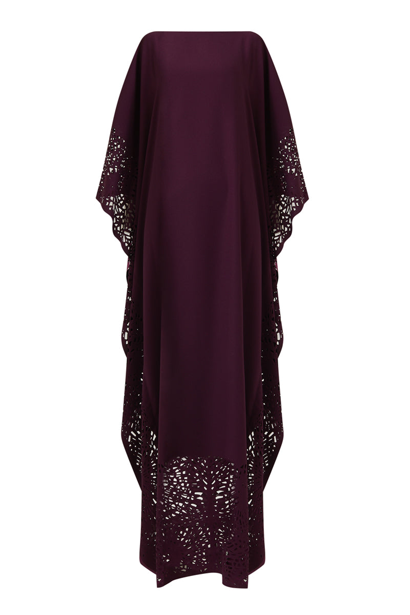 LASER-CUT KAFTAN IN PURPLE | CULT MIA | Leem LASER-CUT KAFTAN IN PURPLE | CULT MIA | Leem
