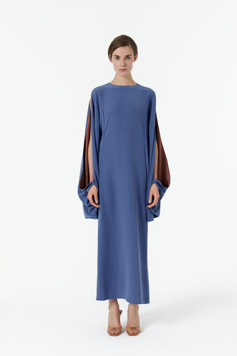 COLOR-CONTRAST SLEEVE KAFTAN IN BLUE - CULT MIA