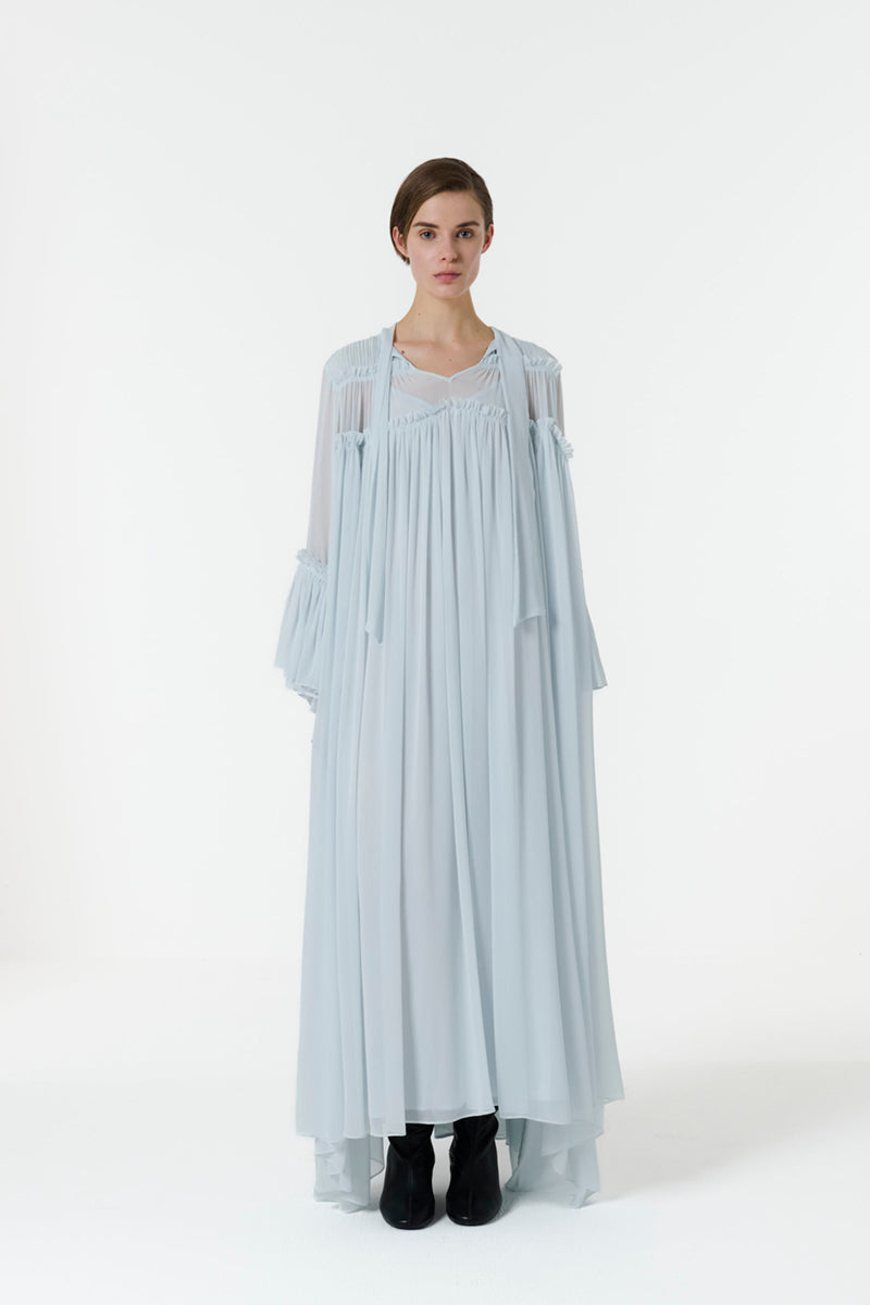 FRILL DETAILED KAFTAN IN BLUE - CULT MIA