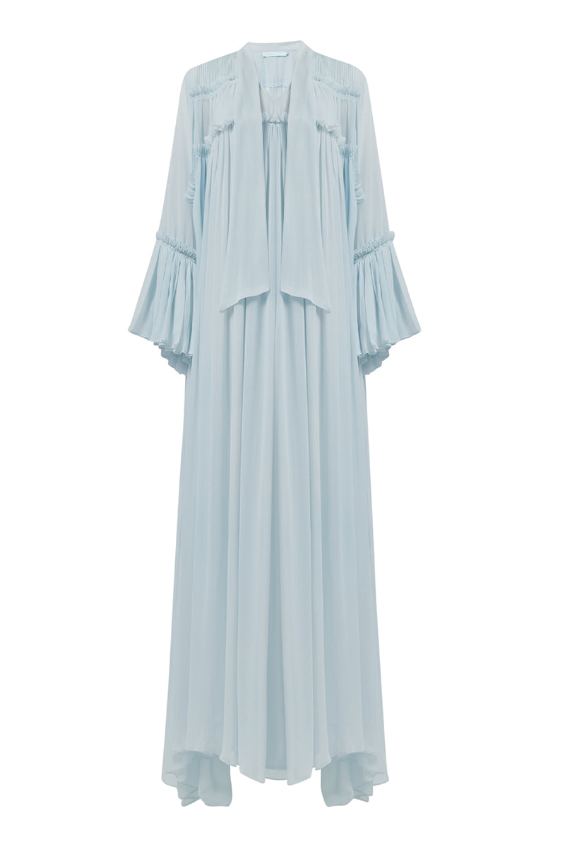 FRILL DETAILED KAFTAN IN BLUE - CULT MIA