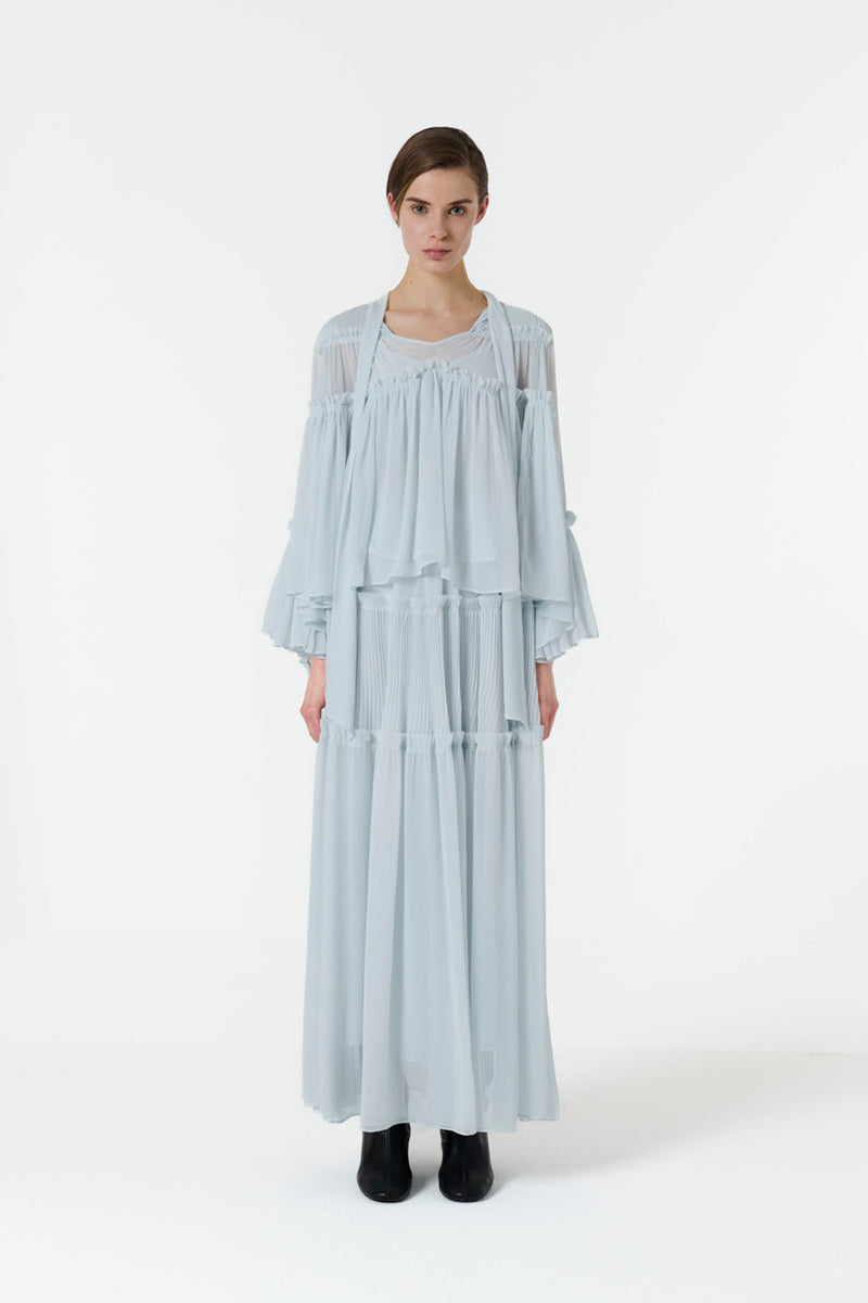 TIERED CHIFFON SKIRT IN BLUE