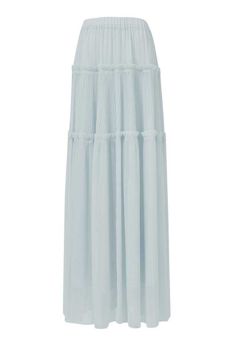 TIERED CHIFFON SKIRT IN BLUE