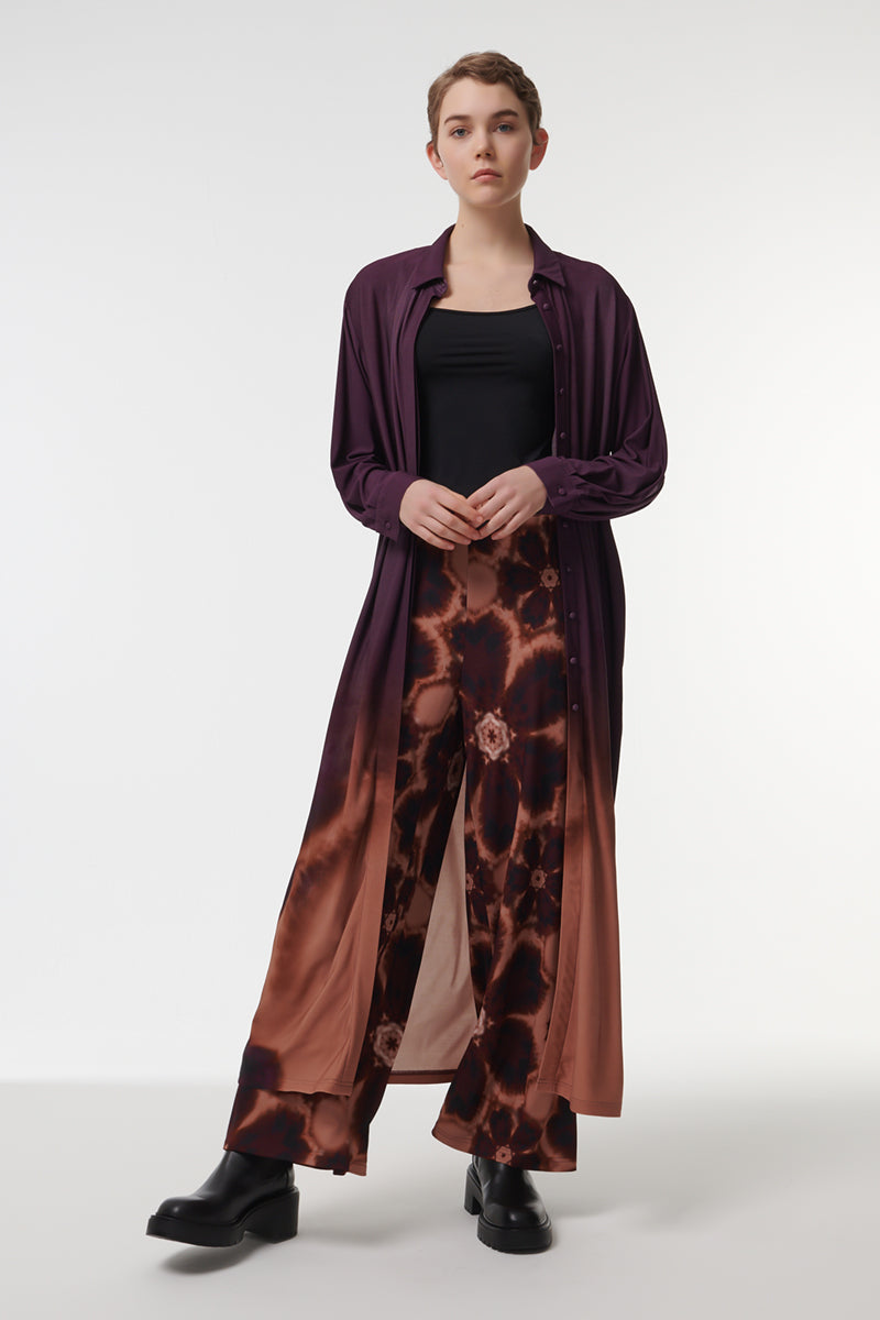 PRINTED WIDE-LEG TROUSERS IN PURPLE - CULT MIA
