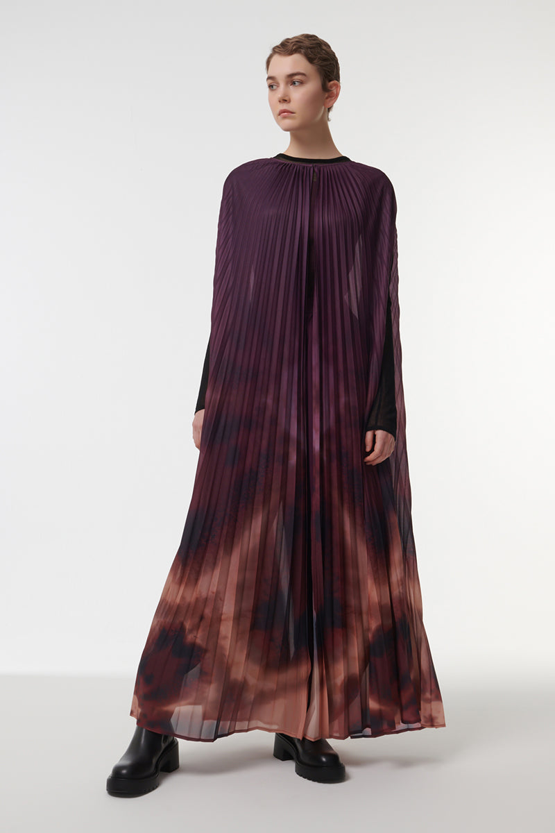 PRINTED PLEATED CAPE IN PURPLE - CULT MIA