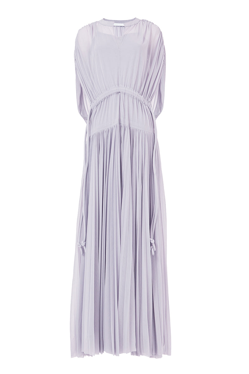 PLEATED MARKED WAIST DRESS IN DUST LAVENDER - CULT MIA