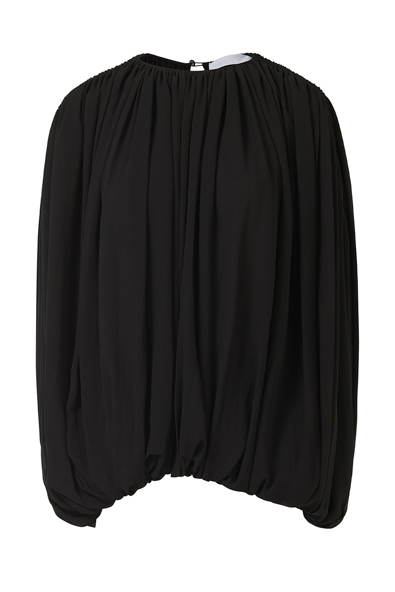 RUCHED SHOULDERS TOP IN BLACK - CULT MIA