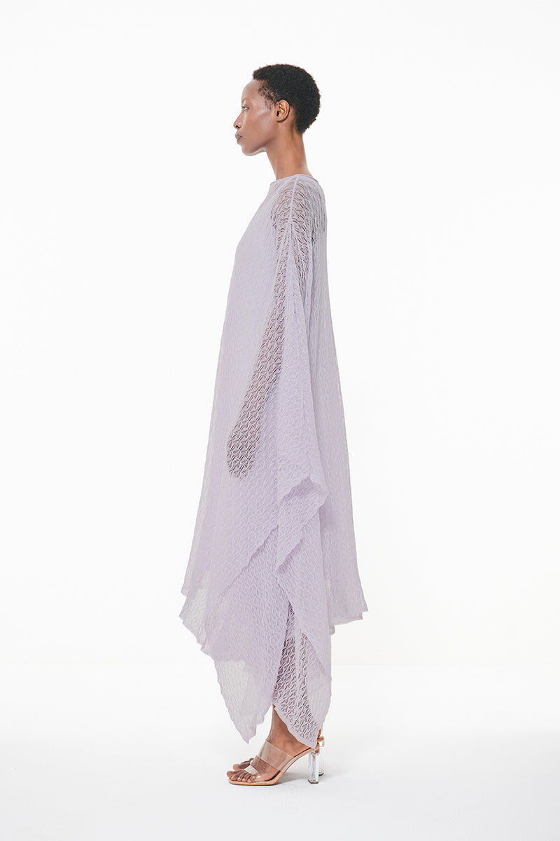Leem textured open-knit mauve maxi kaftan dress with a relaxed fit and flowing silhouette, perfect for casual or beach wear.