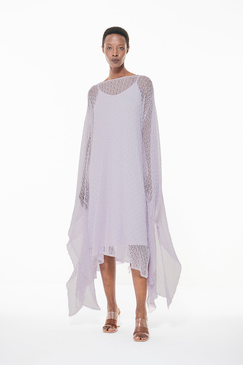 TEXTURED OPEN KNIT KAFTAN IN MAUVE - CULT MIA