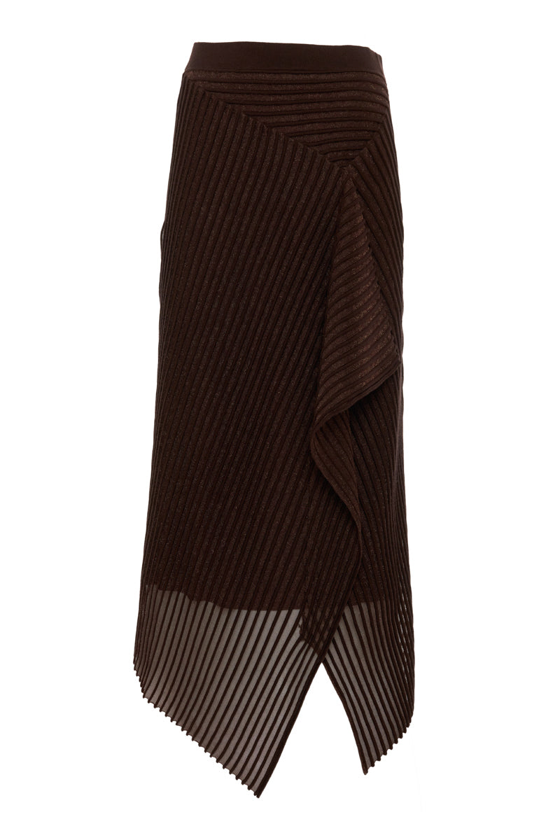 ASYMMETRIC RIBBED DETAIL MESH SKIRT - CULT MIA