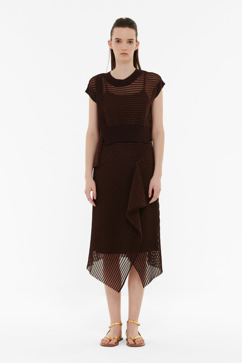 ASYMMETRIC RIBBED MESH TOP - CULT MIA