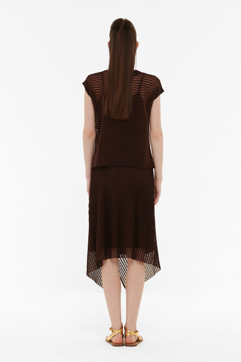 ASYMMETRIC RIBBED MESH TOP - CULT MIA