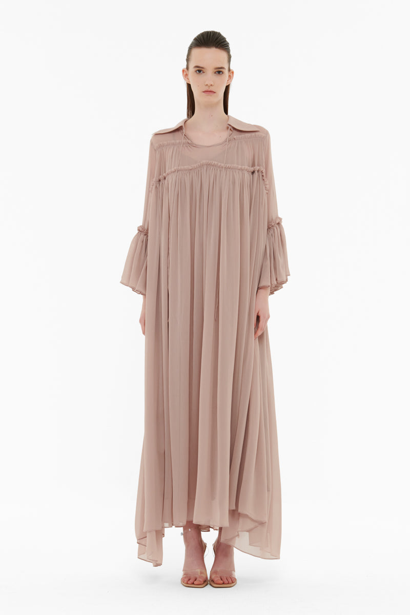 FLOATY RAW SEAM DETAIL KAFTAN IN CLAY - CULT MIA