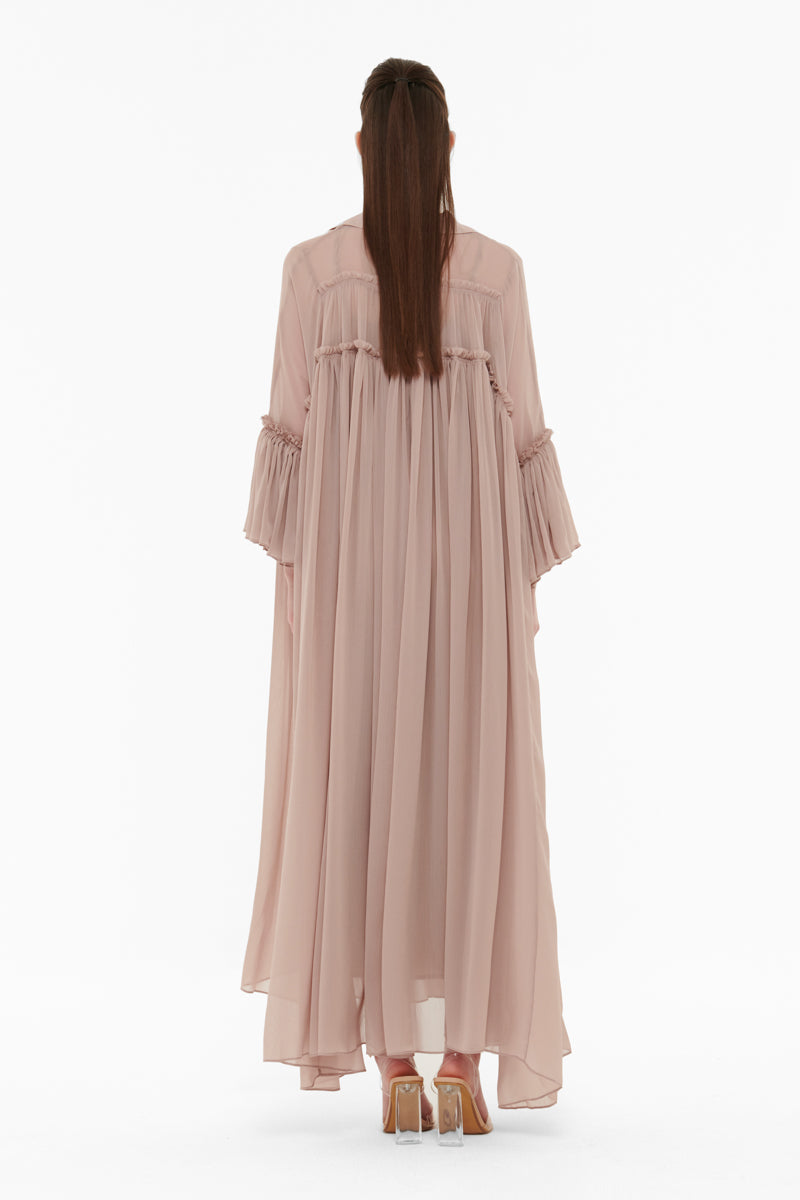 FLOATY RAW SEAM DETAIL KAFTAN IN CLAY - CULT MIA