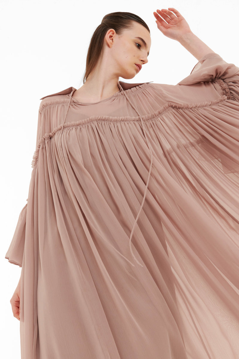 FLOATY RAW SEAM DETAIL KAFTAN IN CLAY - CULT MIA