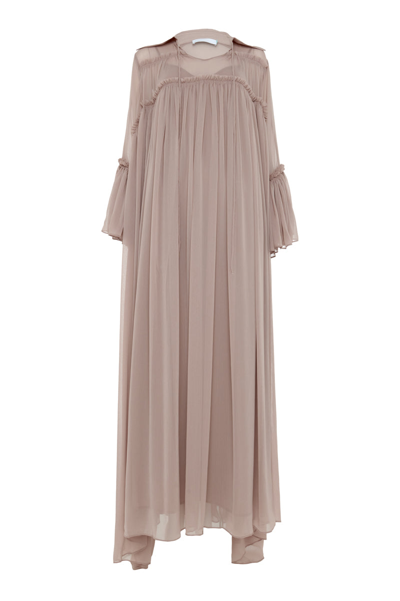 FLOATY RAW SEAM DETAIL KAFTAN IN CLAY - CULT MIA