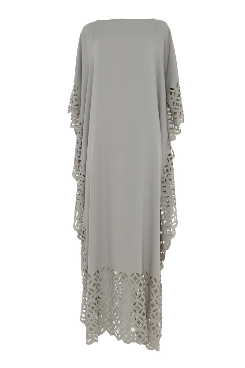 LASER-CUT KAFTAN IN GRAY - CULT MIA