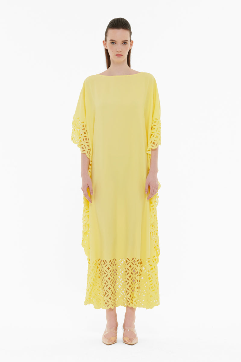 LASER-CUT KAFTAN IN YELLOW - CULT MIA