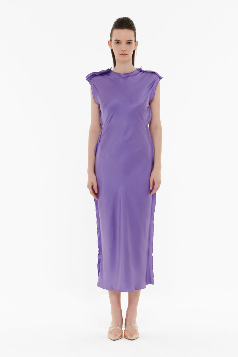 RUFFLE BACK SILK DRESS - CULT MIA