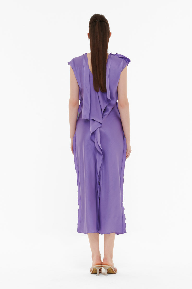 RUFFLE BACK SILK DRESS - CULT MIA