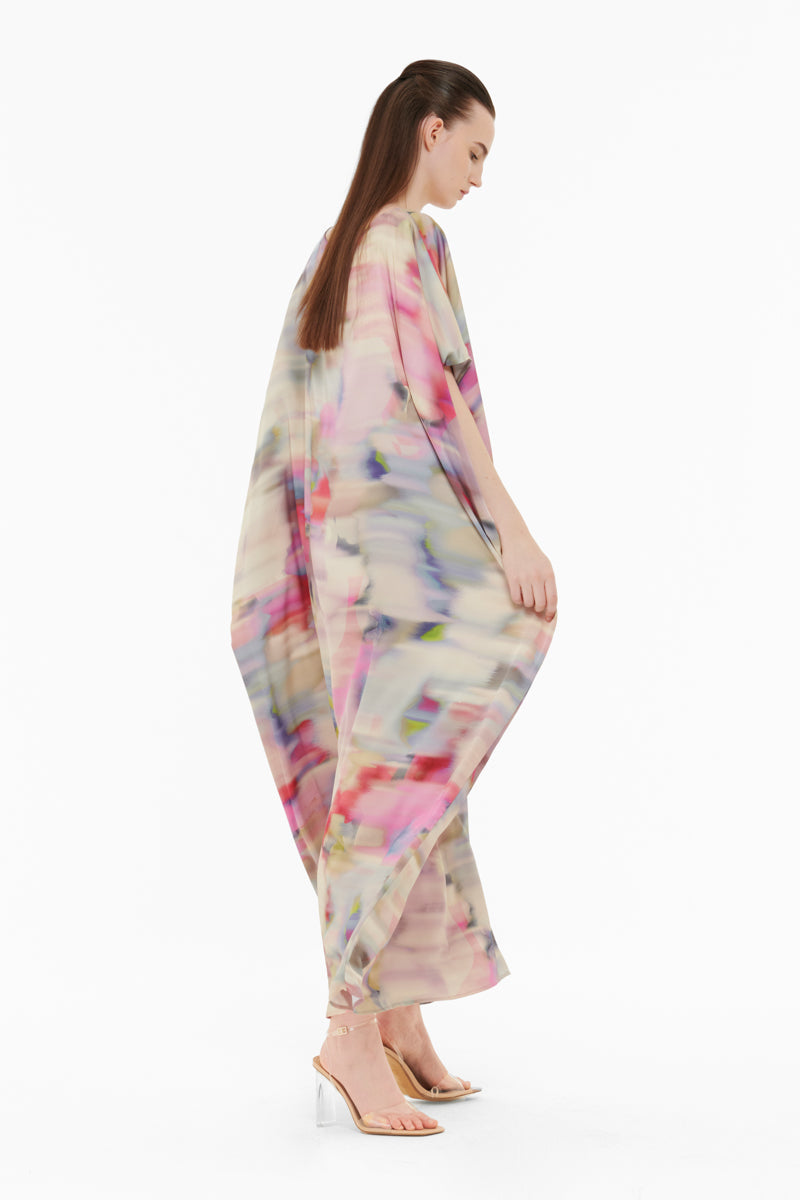 PRINTED GRAY KAFTAN - CULT MIA